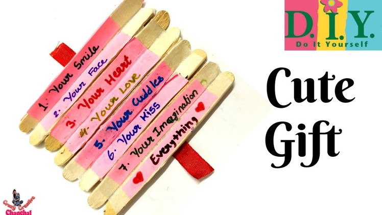 How to make easy and cute gift|Things I love about you|DIY pop-sticks kids craft|Gift for him.her