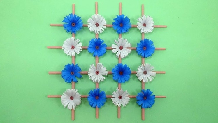 How To Make Paper Flower Wall Hanging Decor - DIY Wall Decoration Idea With Color Paper