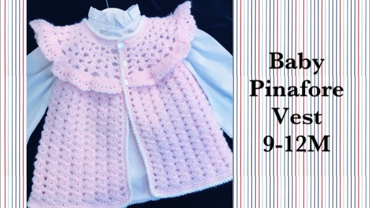 LEFT- How to crochet easy pinafore style sweater vest for baby girls 6-18M by Crochet for Baby #179