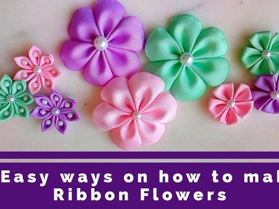 3 different ways  to make flowers from Ribbon #grosgrain #newpetal #kanzashi