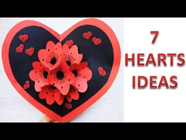 7 Wall Decoration Ideas. Heart Design Valentine's Day Room Decor Ideas. Paper Flower Wall Hanging