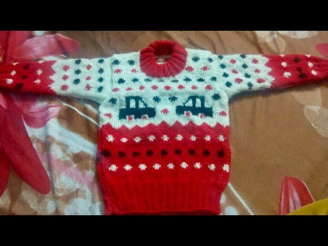 Double colour baby sweater design in Hindi
