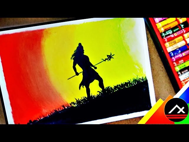 How to draw Lord Shiva with Oil Pastels for beginners step by step || lord Shiva Drawings || ARTXONE