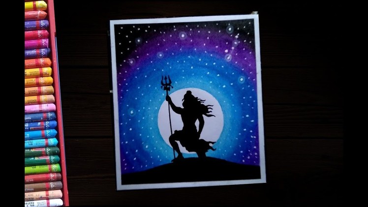 Lord shiva moonlight unique drawing step by step | for beginners | oil pastel colour painting