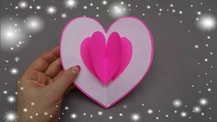 Pop up card - Heart. Valentine's day pop up card - Gift idea. Valentine's day crafts.