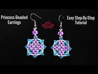 Princess Earrings With Twin Or Superduo Beads - Tutorial