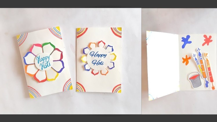 Quick and easy to make card idea for Holi || Holi greeting card