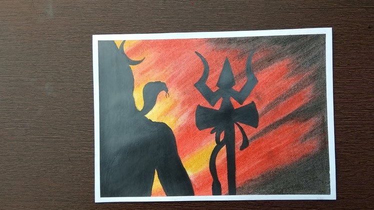 Shadow shiv drawing with oil pastel learn step by step