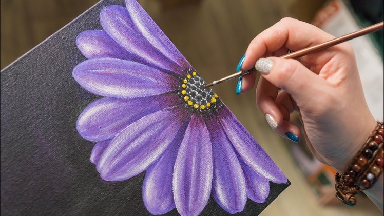 The Purple Flower - Acrylic painting. Homemade Illustration (4k)