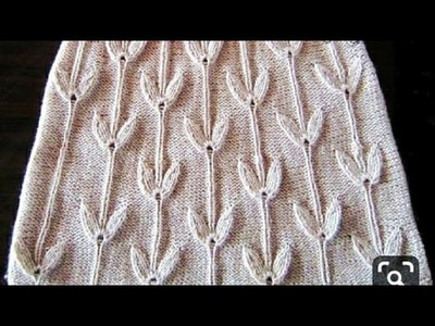 पत्ति और बेल वाला ऊनी स्वेटर डिजाइन.Leaf and Vine Sweater Pattern.Woolen Frock For Babies:Design-243
