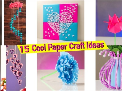 15 Pretty Paper Craft ideas for Kids | Easy Paper Flower Vase | Artkala