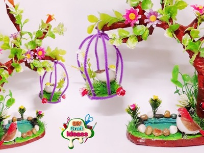 Beautiful tree with bird cage and water diy ideas | Newspaper Craft | Arush Diy Craft ideas