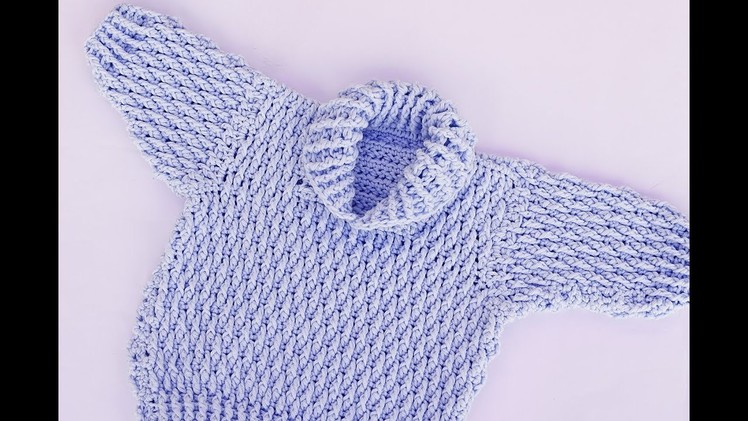 BLUE JERSEY WITH CROCHET STITCH #crochet #majovelcrochet