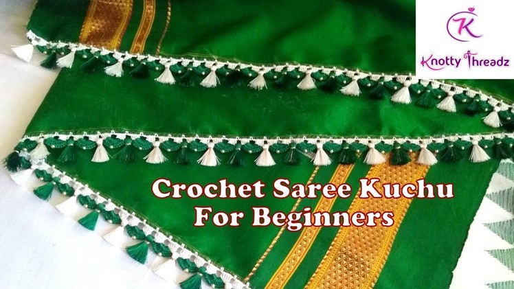 Crochet Saree Kuchu For Beginners | Kannada Tutorial-Double Color Baby Kuchu-www.knottythreadz.com