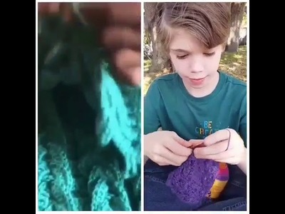 Crocheting with a crochet friend, Jace.(sorry, no sound)