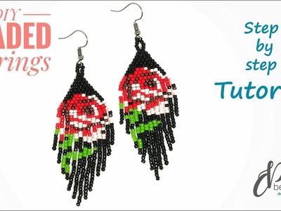 DIY beaded earrings I Rose earrings I Brick stitch earrings I Earrings tutorial I Bông tai handmade