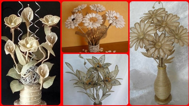 Diy Jute Flower Craft Ideas || Hndmade Jute Flowers || New Jute Craft