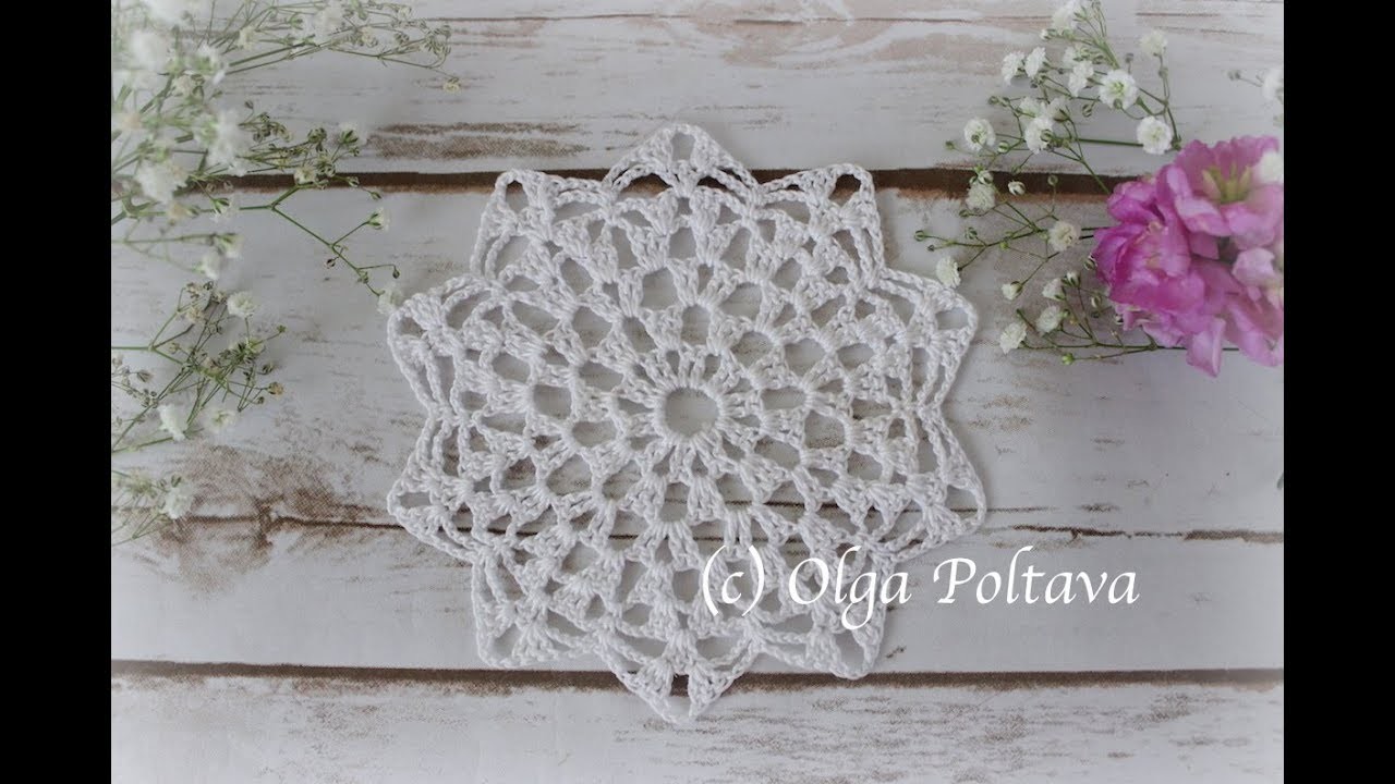 Doily Coaster, Small Doily 5 Inches, Very Easy Crochet Pattern Video Tutorial