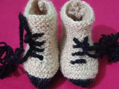 Easy knitting design to make two colour baby shoes.booties. . . #46