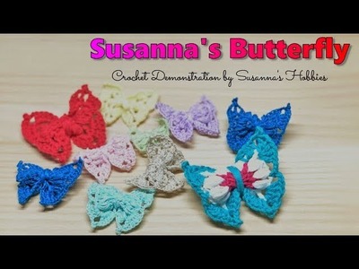 [Eng Sub] かぎ針編みちょうちょ(蝶々) Easy Crochet Butterfly ヘアゴムやアップリケに スザンナのホビー