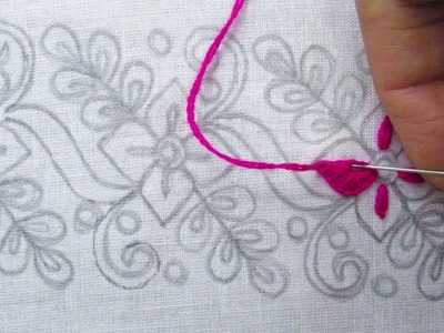 Hand Embroidery, Beautiful Border Line Embroidery for Blause, Border Design