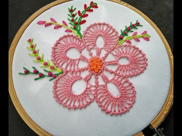 Hand Embroidery | Fantasy Flower Stitch With Bead Stitch | Flower Embroidery Stitches By Hand