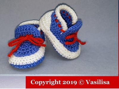 How to crochet cuffed baby booties for beginners Vasilisa