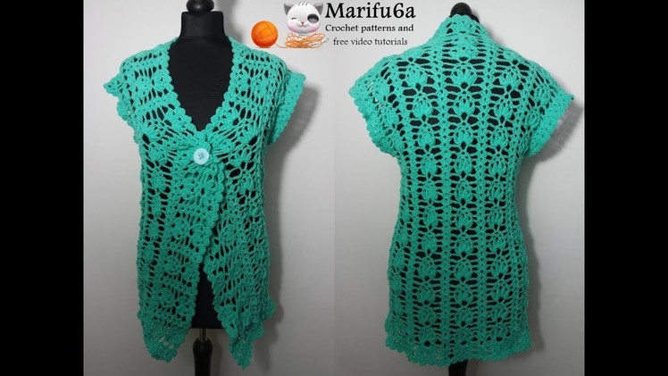 How to crochet easy green cardigan jacket pattern by marifu6a