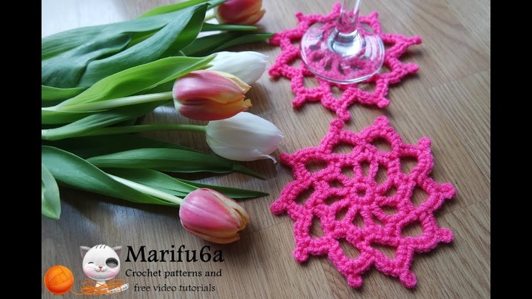 How to crochet pink coaster hot pad for beginners free pattern
