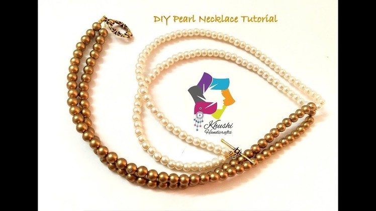 How to make an Easy Simple Pearl Necklace | DIY | Hand made jewelry