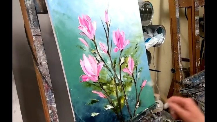 KNIFE PAINTING: THE MAGNOLIAS (english subtitles) by Nelly LESTRADE