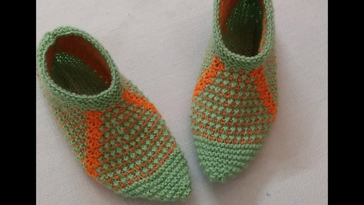 Knitting design for shoes.slippers निट्टिंग लेडीज शूज