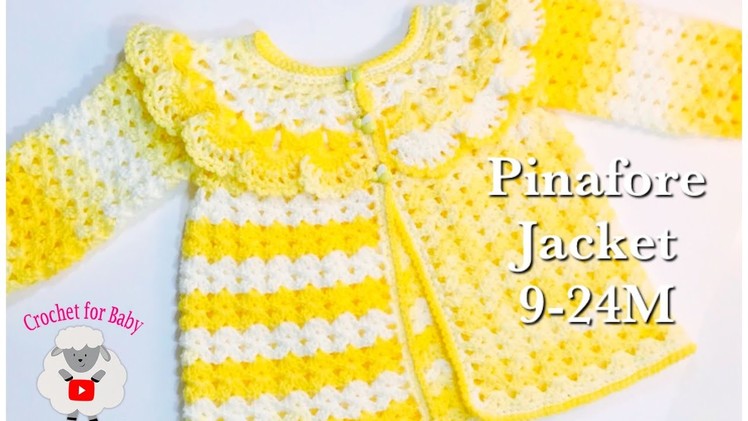 LEFT How to crochet easy pinafore baby sweater cardigan jacket | Girls 12-18M -Crochet for Baby #181