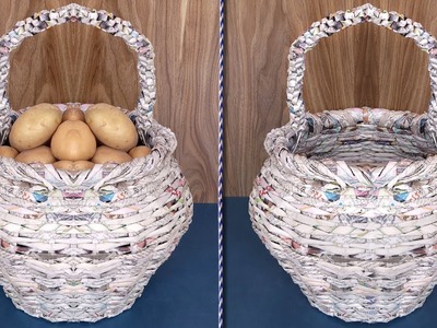 Multi Use.  Vegetables & Fruit Basket || DIY Kitchen Organizer !!! Newspaper Craft