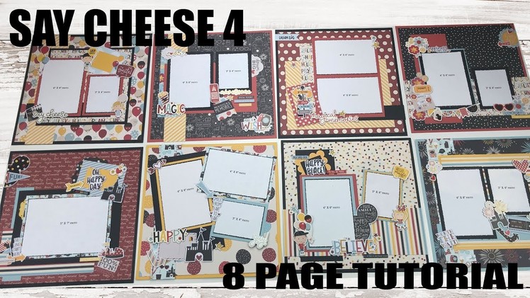 Scrapbook Tutorial | Simple Stories | Say Cheese 4 *8 layouts* Cutting Guide