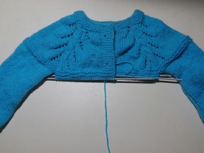 Single colour baby girl cardigan knitting design- part - 2