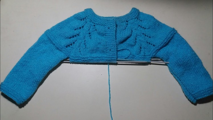 Single colour baby girl cardigan knitting design- part - 2