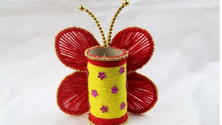 Amazing Woolen Crafts || How to Make Butterfly Pen Holder - Art for kids hub - DIY arts and crafts