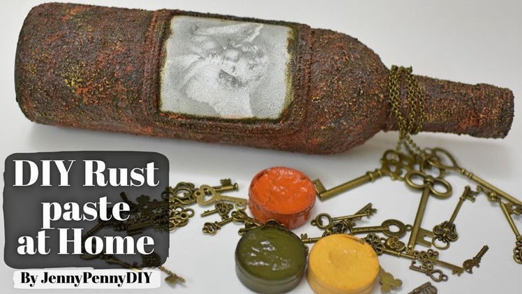 Antique crafts|bottle decorating ideas|best out of waste|how to make rust paste|decoupage|tutorial