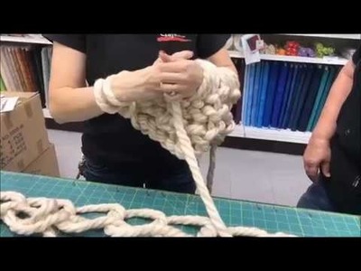 Arm Knitting Demonstration with Jumbo Yarn at Craft Warehouse
