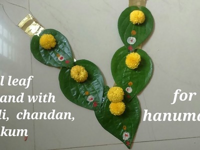 Betel leaf garland with haldi,chandan,kumkum|How to make betel leaf garland for hanuman ji|Easy