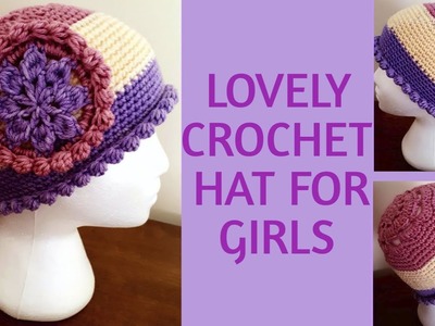 CROCHET HAT FOR GIRLS.LADIES!! Lovely CROCHET BEANIE for any age: babies, children, teens & ladies!
