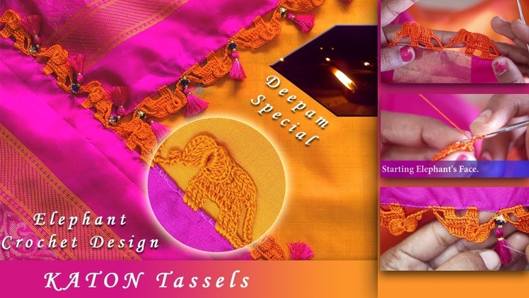 Deepam Special | How to Make Elephant Crochet | Katon Tassels | Tamil