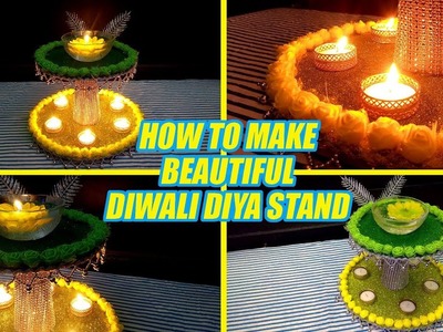 DIY Diwali Home Decoration Ideas:How to Make Diwali Diya Stand From Cardboard | Best Out Of Waste
