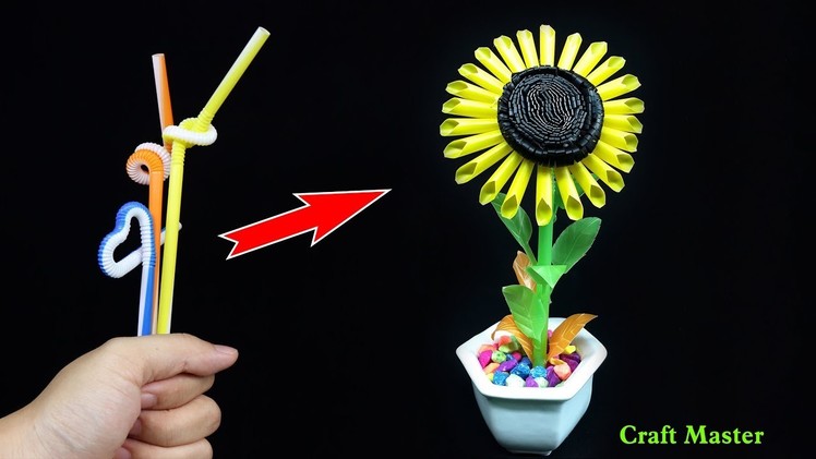 Drinking Straw Crafts -  Sunflower making with straws