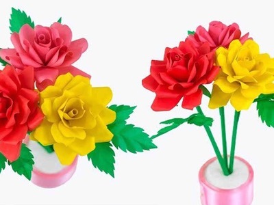 EASY !! how to make rose paper flower | making paper flowers step by step