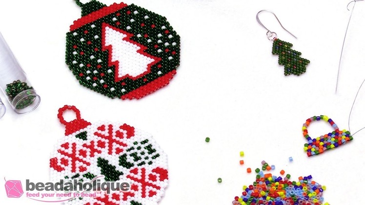 How to Bead Weave Brick Stitch Christmas Ornaments