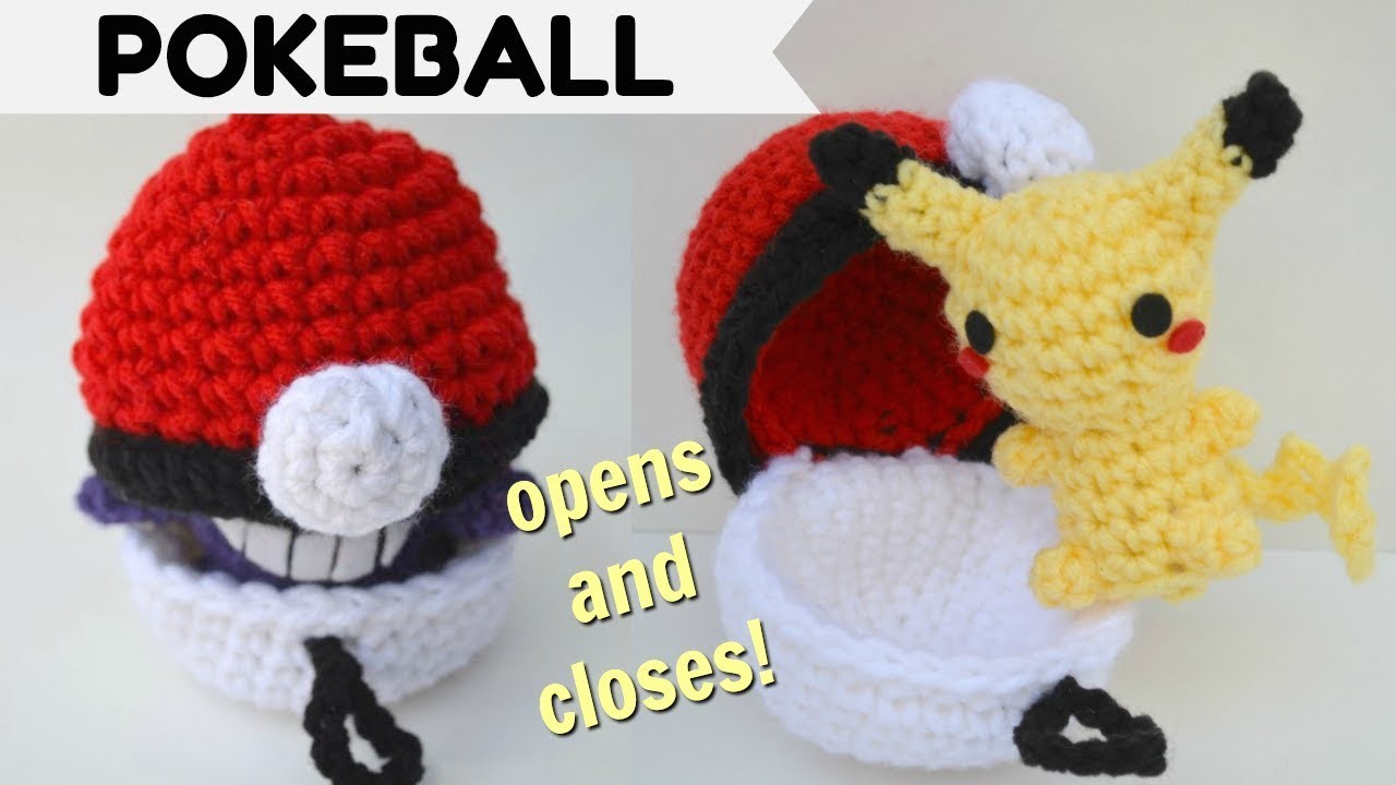 How to crochet a Pokeball that opens and closes!, Pokemon Amigurumi