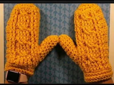 How To Crochet Cabled Mittens Tutorial Part 1