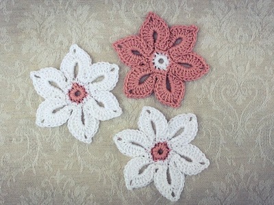 How To Crochet Easy 6 Petal Flower Applique